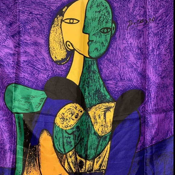Fabulous Oversized Vintage Picasso Scarf ~ 34" square - Picture 3 of 5